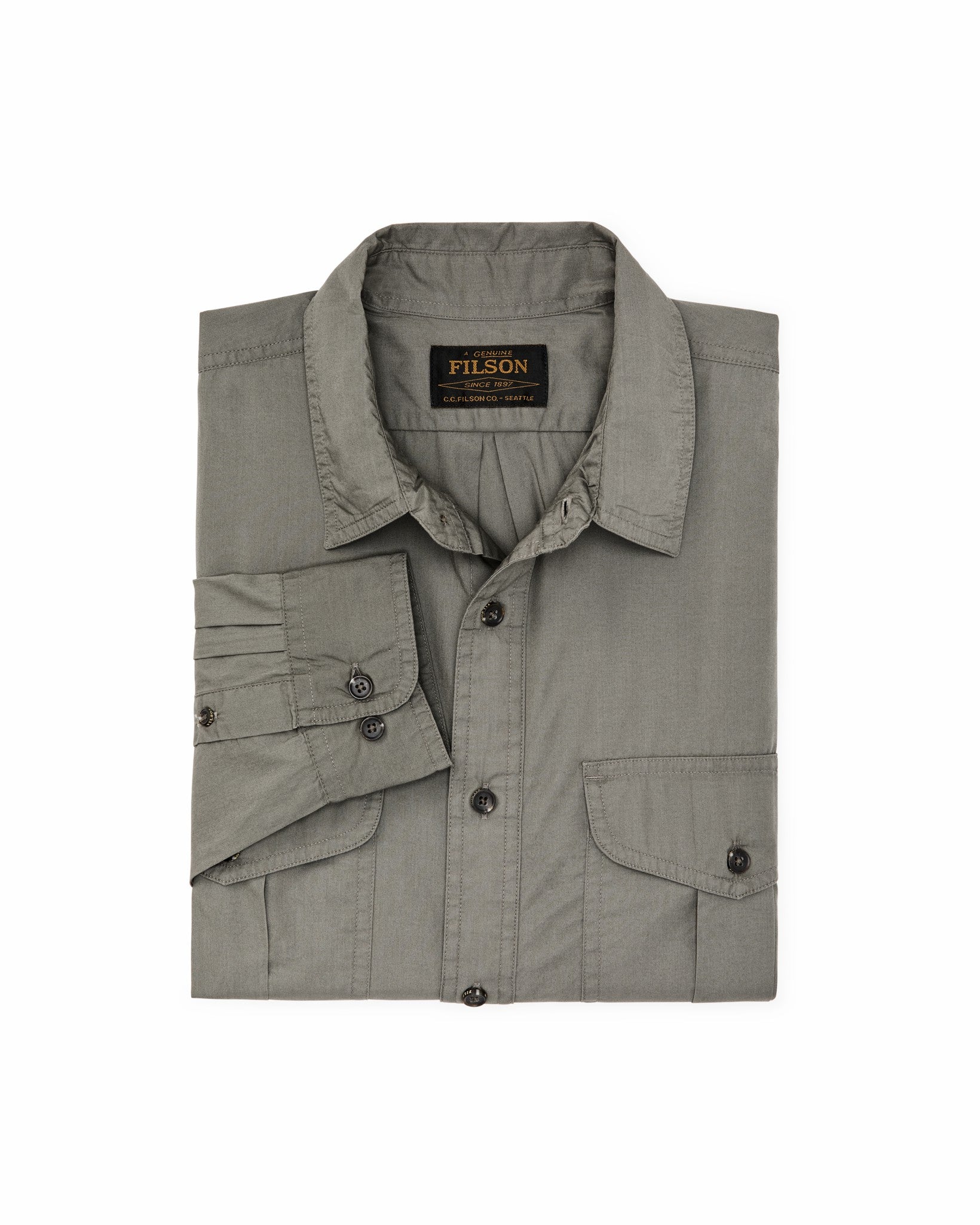 Filson Men Filson's Washed Feather Cloth Shirt - Olive Gray