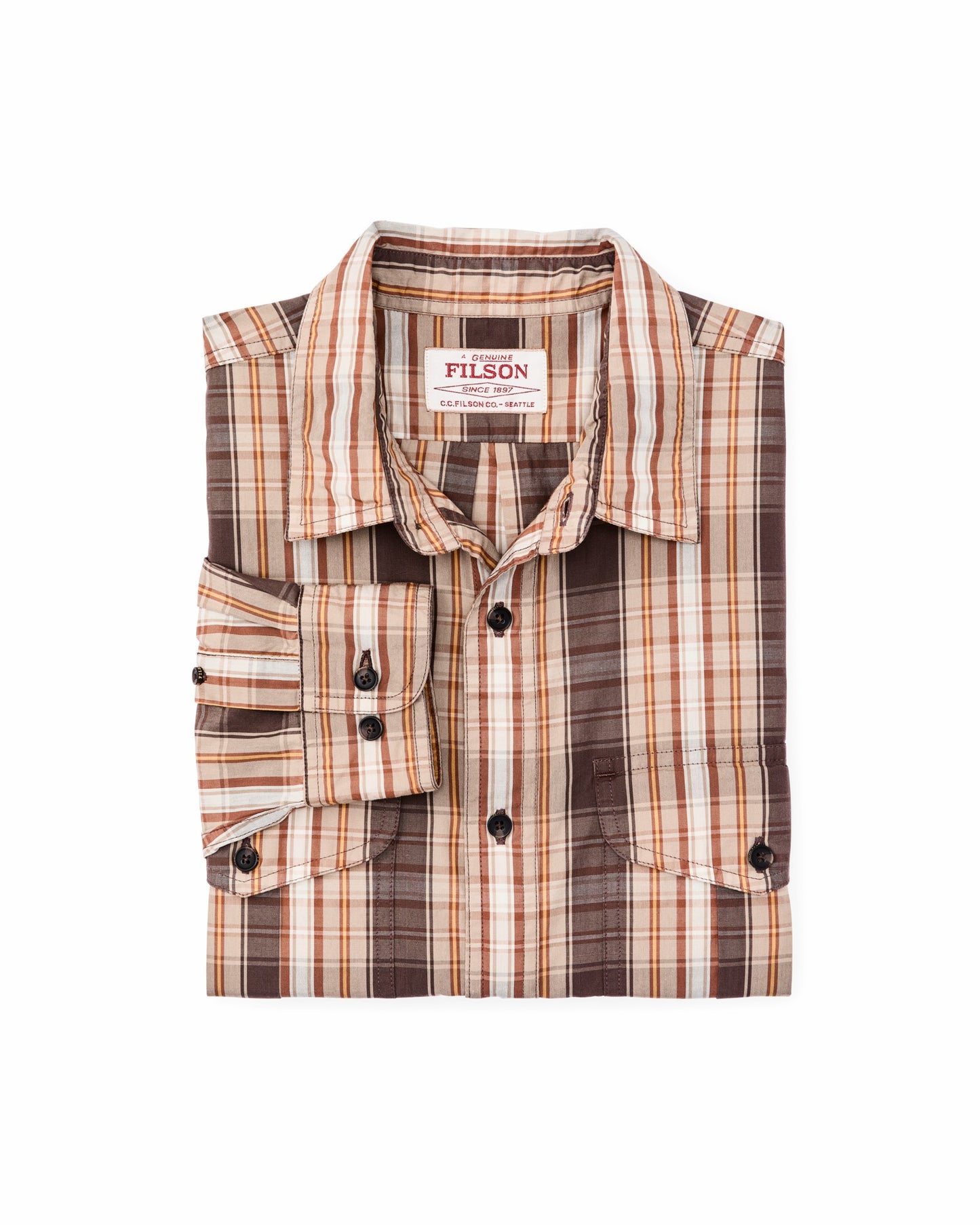 Filson Men Filson's Washed Feather Cloth Shirt - Brown Multi Plaid