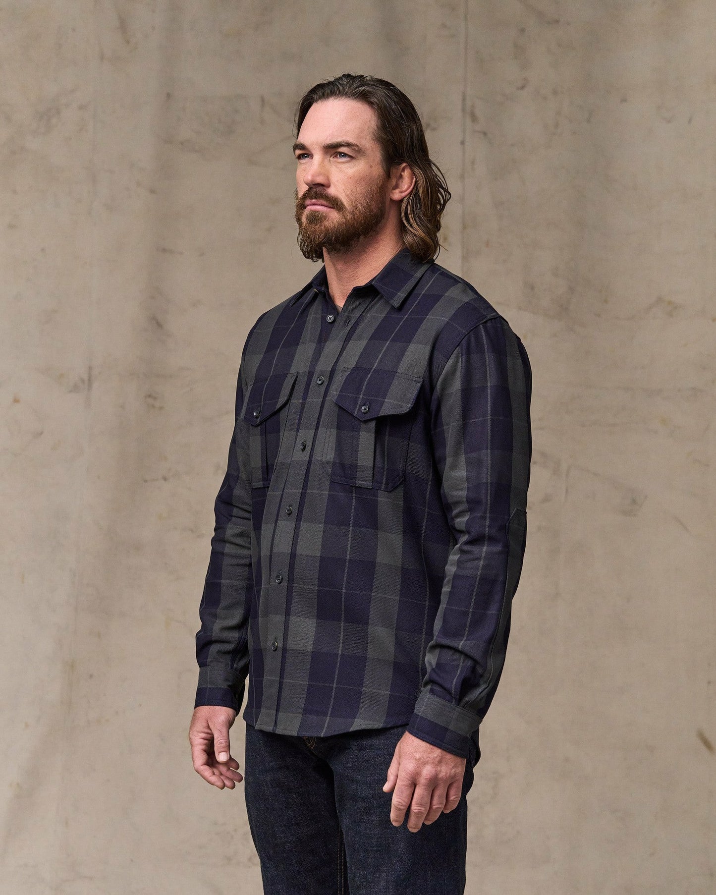 Filson Men Vintage Wash Alaskan Guide Shirt - Indigo / Faded Black