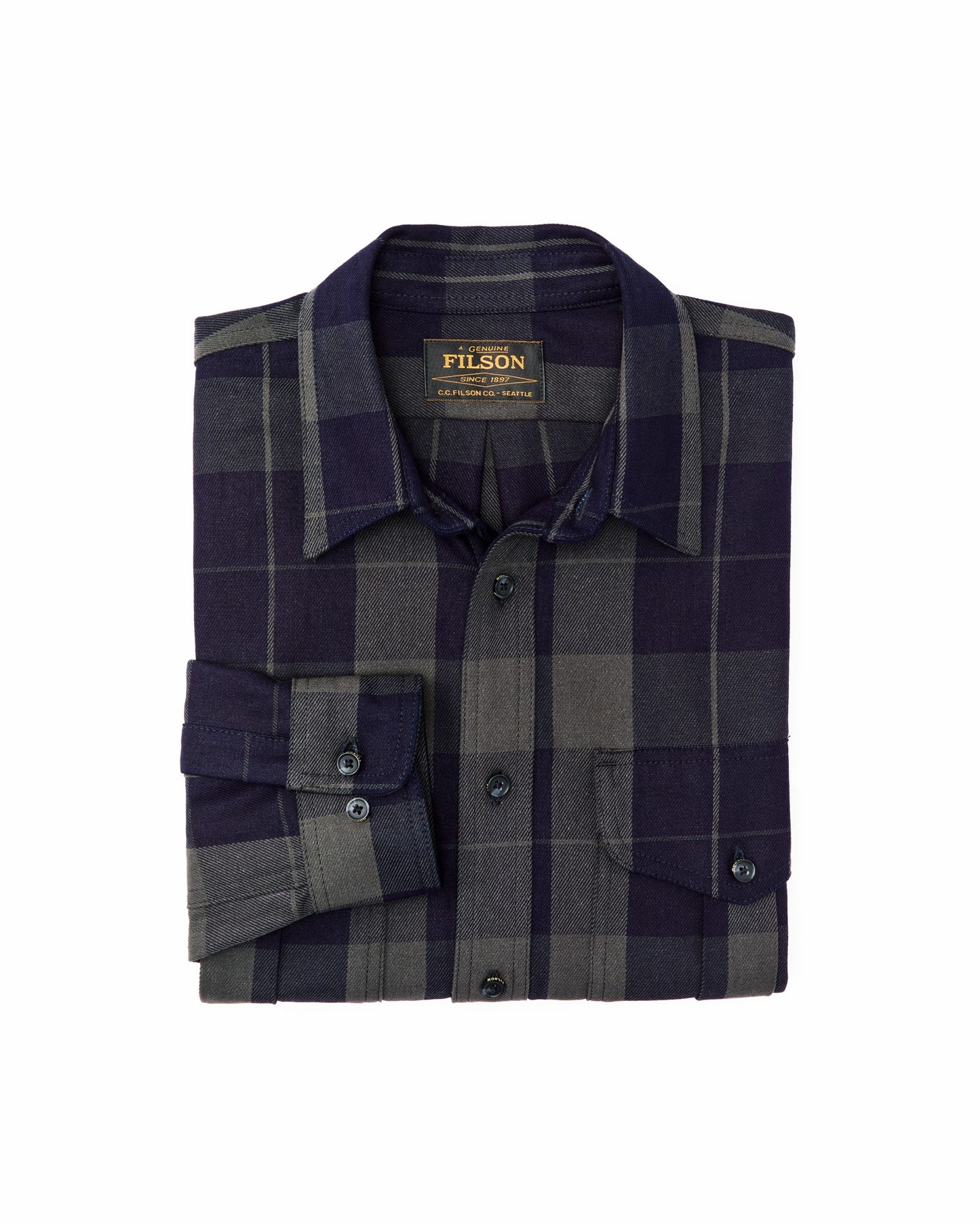 Filson Men Vintage Wash Alaskan Guide Shirt - Indigo / Faded Black