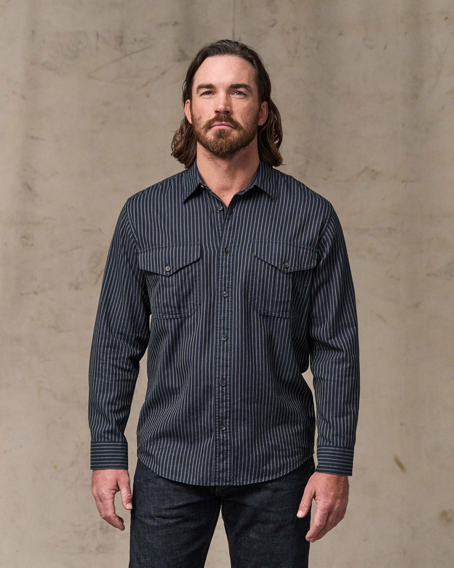 Filson Men Lightweight Alaskan Guide Shirt - Indigo / Ticking Stripe