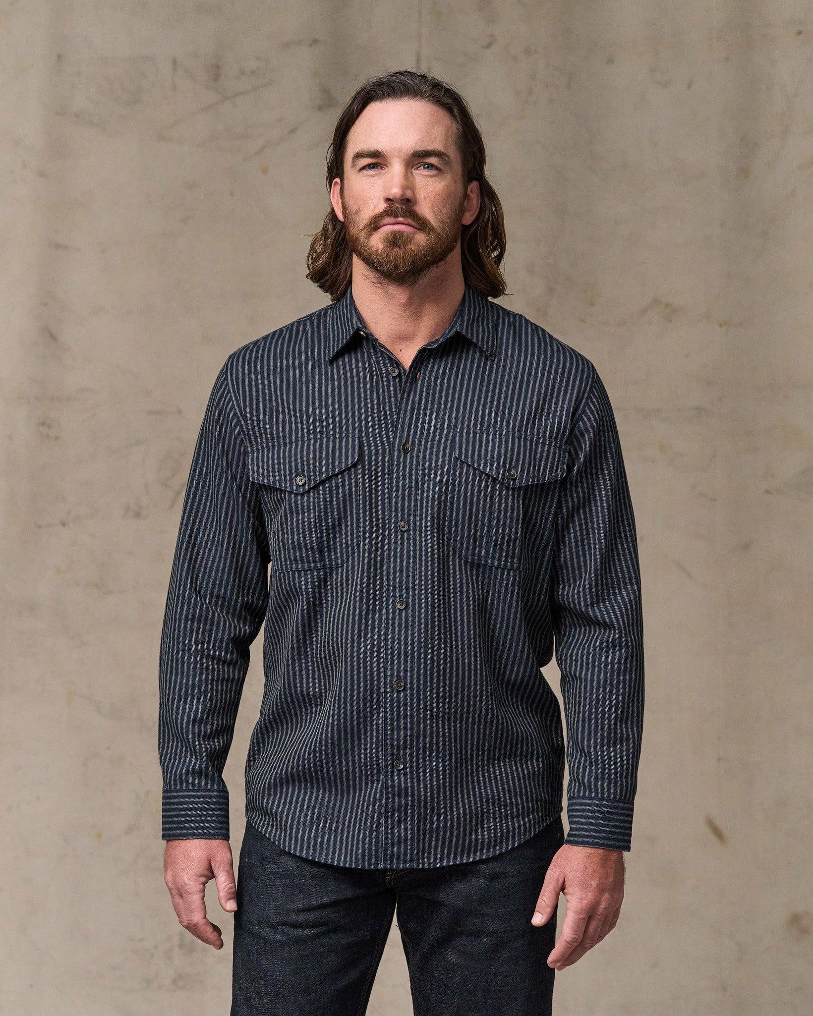 Filson Men Lightweight Alaskan Guide Shirt - Indigo / Ticking Stripe