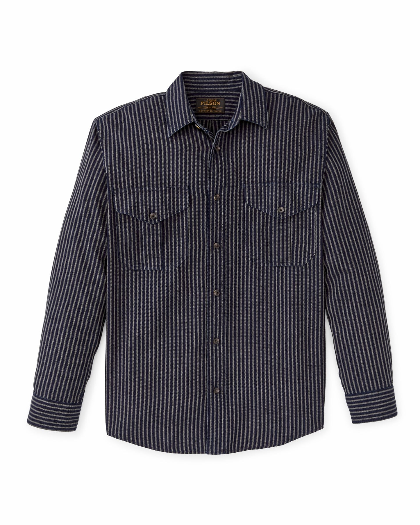 Filson Men Lightweight Alaskan Guide Shirt - Indigo / Ticking Stripe