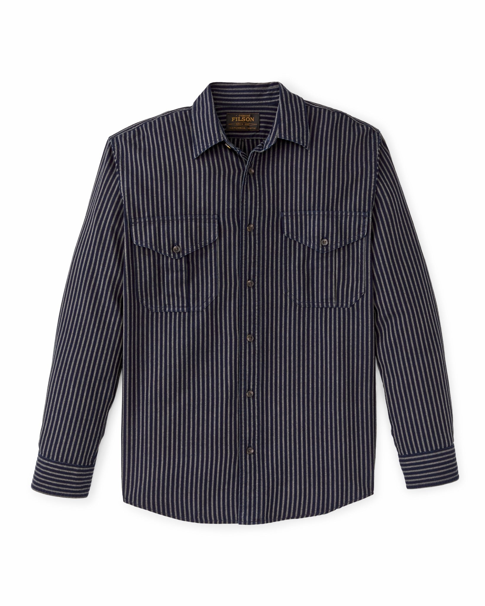 Filson Men Lightweight Alaskan Guide Shirt - Indigo / Ticking Stripe