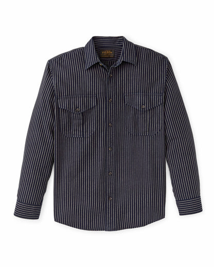 Filson Men Lightweight Alaskan Guide Shirt - Indigo / Ticking Stripe