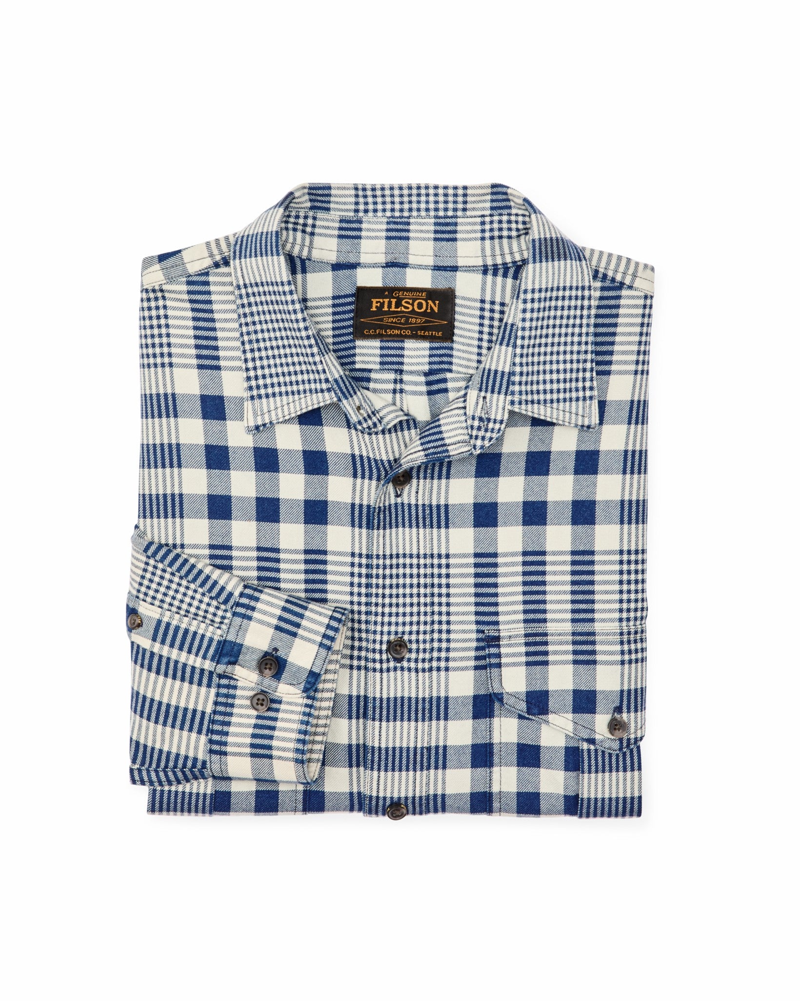 Filson Men Lightweight Alaskan Guide Shirt - Indigo Multi Plaid