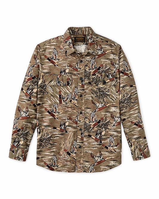 Filson Men Field Flannel Shirt - Brown / Marsh Mallards