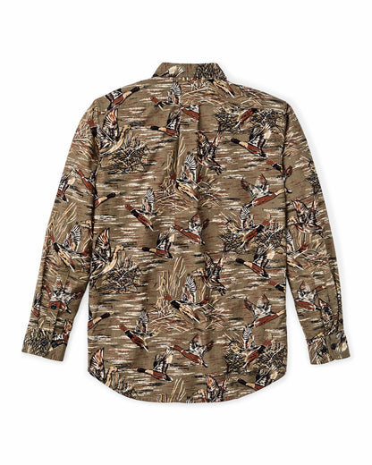 Filson Men Field Flannel Shirt - Brown / Marsh Mallards