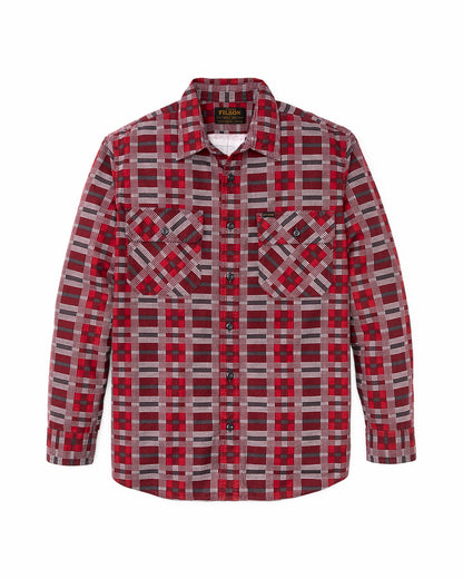 Filson Men Field Flannel Shirt - Burgundy / Red Plaid
