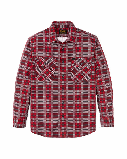 Filson Men Field Flannel Shirt - Burgundy / Red Plaid
