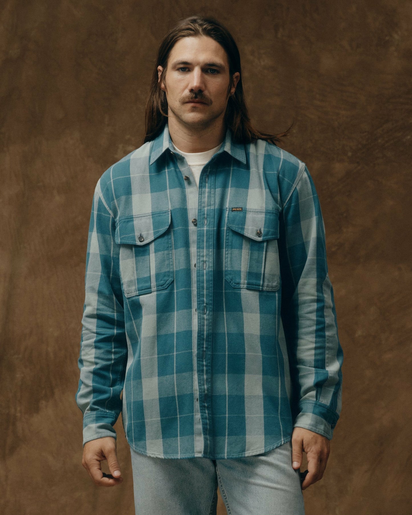 Filson Men Vintage Wash Alaskan Guide Shirt - Jasper / Dark Teal Plaid