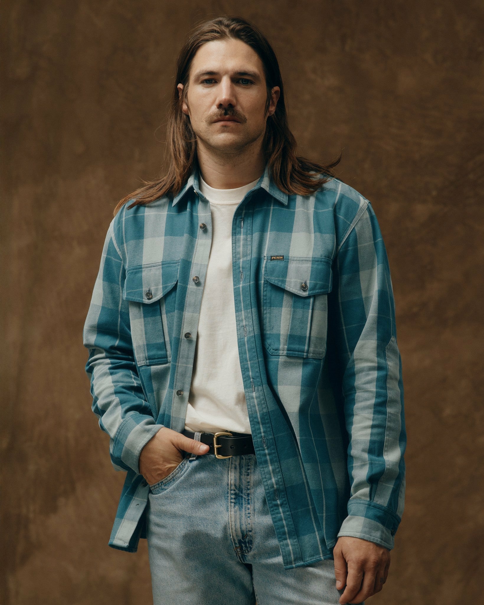 Filson Men Vintage Wash Alaskan Guide Shirt - Jasper / Dark Teal Plaid