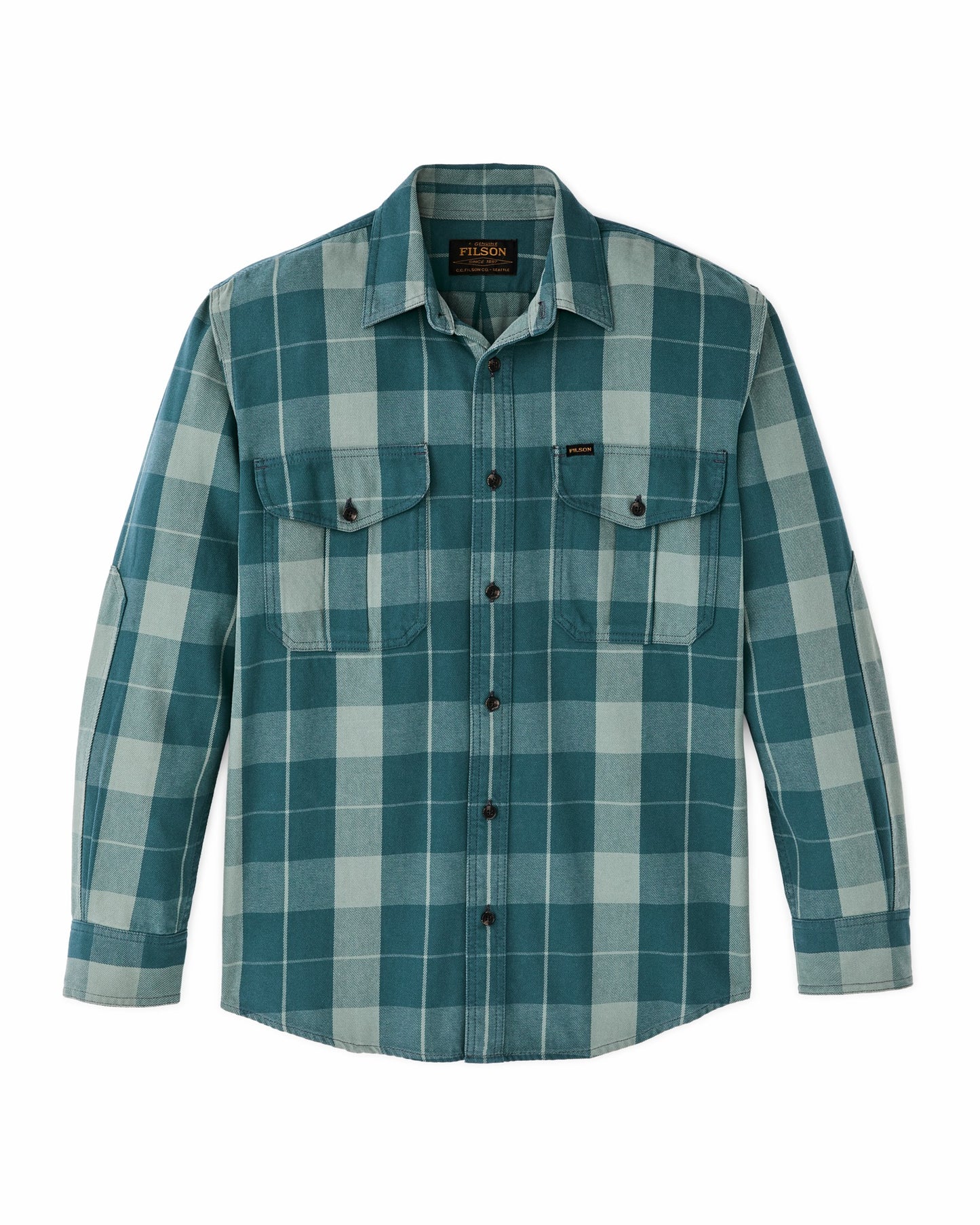 Filson Men Vintage Wash Alaskan Guide Shirt - Jasper / Dark Teal Plaid