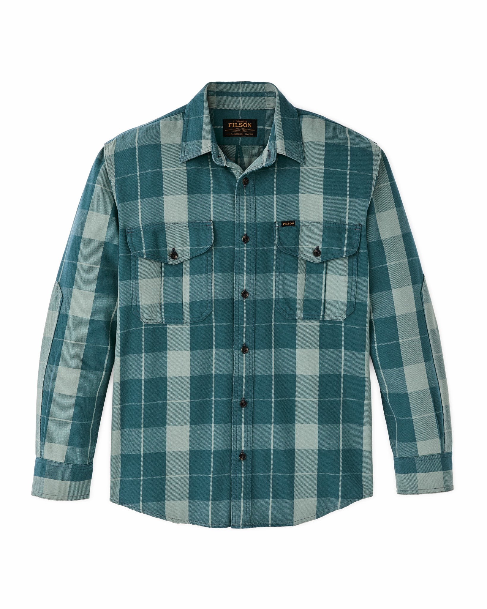Filson Men Vintage Wash Alaskan Guide Shirt - Jasper / Dark Teal Plaid