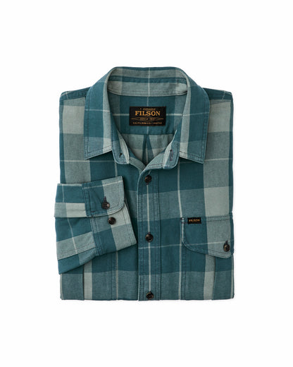 Filson Men Vintage Wash Alaskan Guide Shirt - Jasper / Dark Teal Plaid