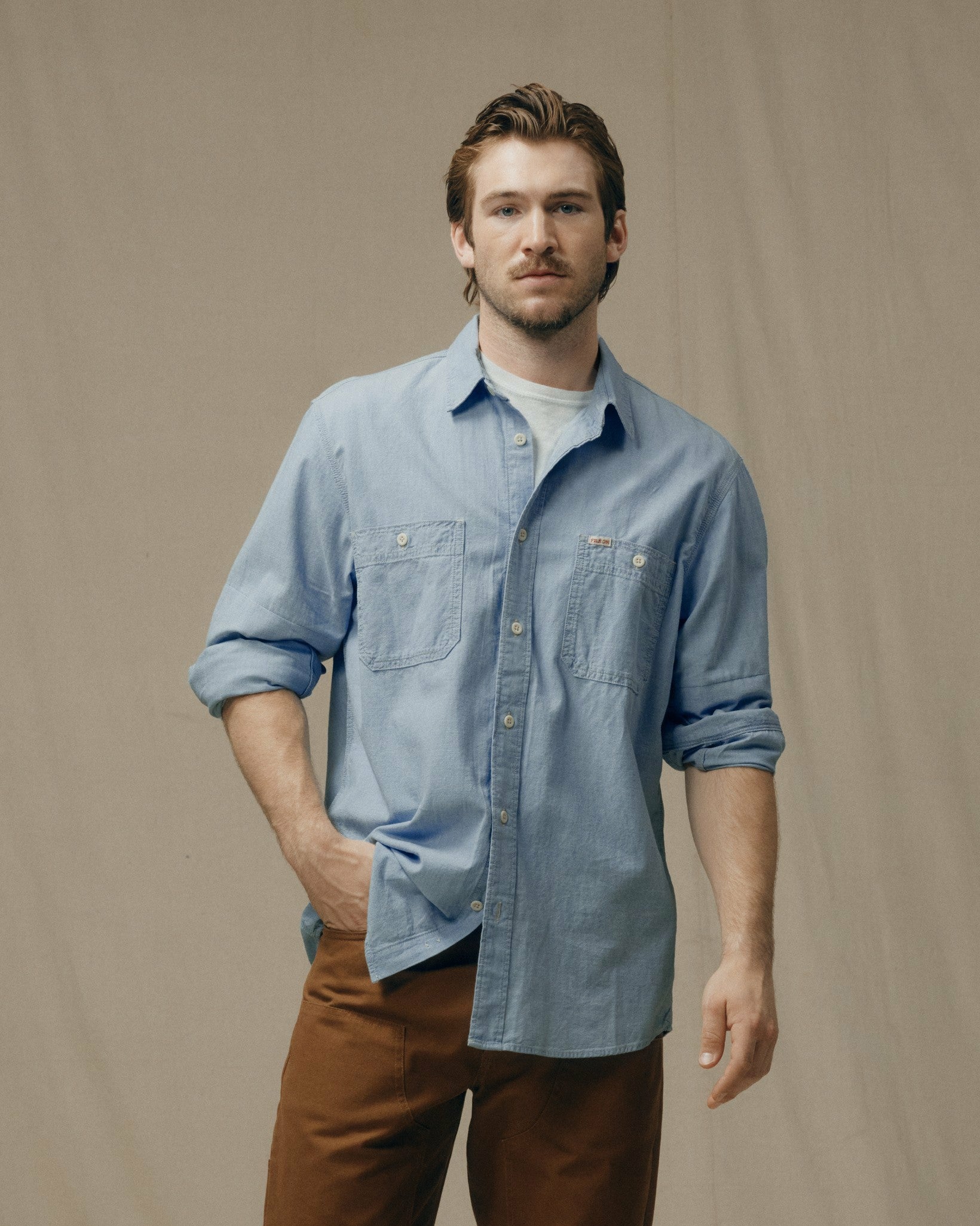 Filson Men Men's Long Sleeve Chambray CPO Shirt