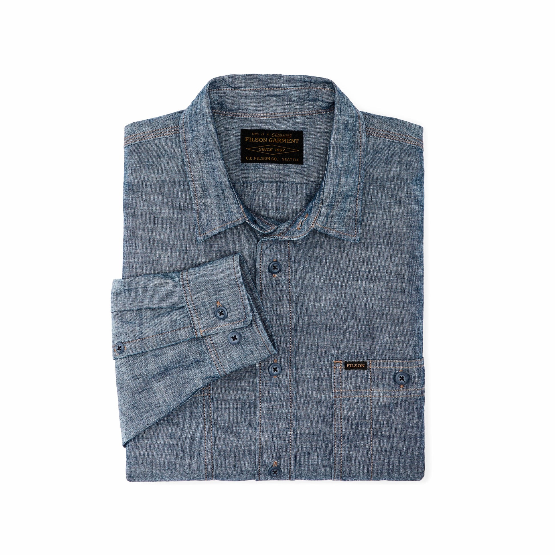Filson Men Men's Long Sleeve Chambray CPO Shirt