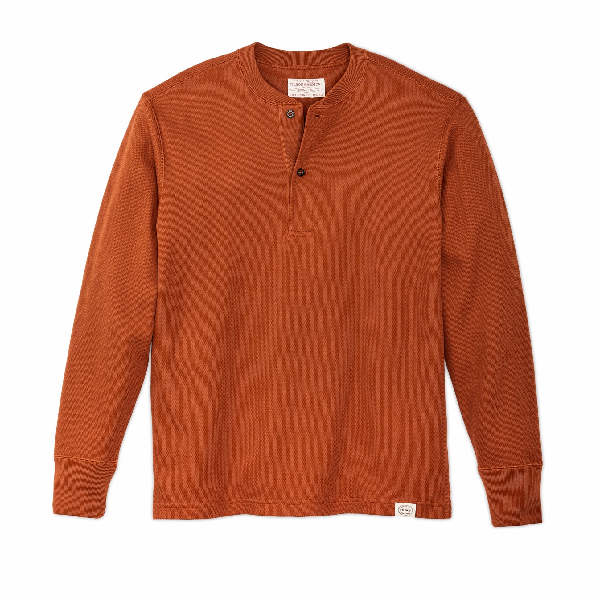 Filson Men Men's 100% Cotton Waffle Knit Henley