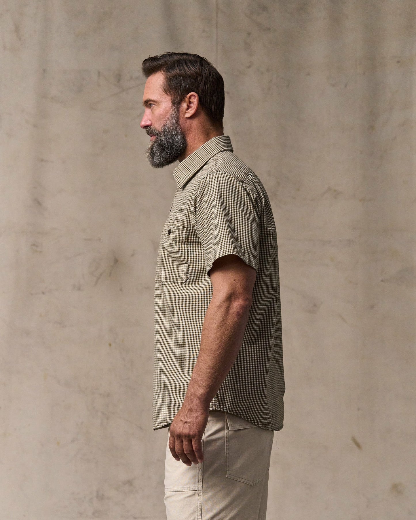 Filson Men Short Sleeve Chambray Shirt - Coffee / Natural Plaid