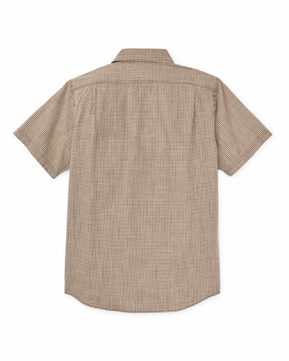 Filson Men Short Sleeve Chambray Shirt - Coffee / Natural Plaid