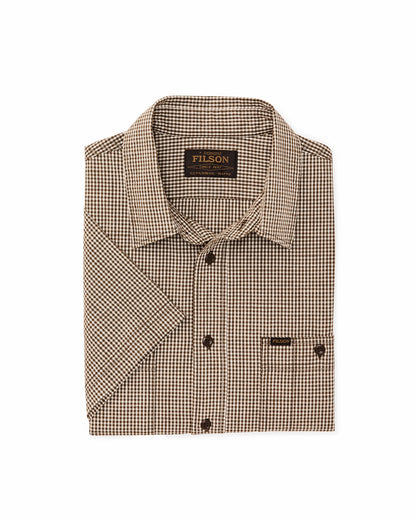 Filson Men Short Sleeve Chambray Shirt - Coffee / Natural Plaid