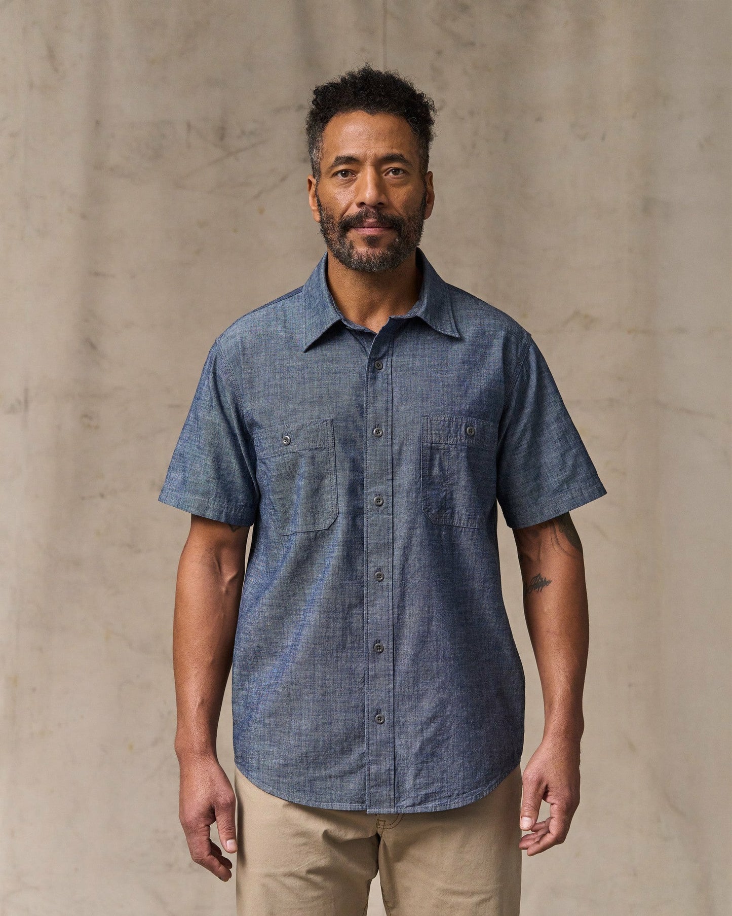 Filson Men Short Sleeve Chambray Shirt - Vintage Fade