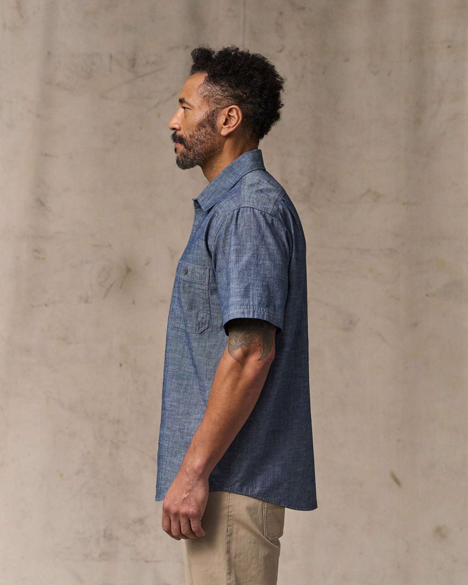 Filson Men Short Sleeve Chambray Shirt - Vintage Fade
