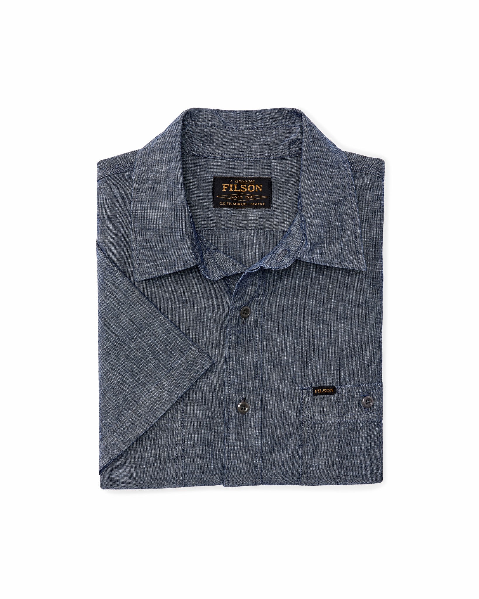 Filson Men Short Sleeve Chambray Shirt - Vintage Fade