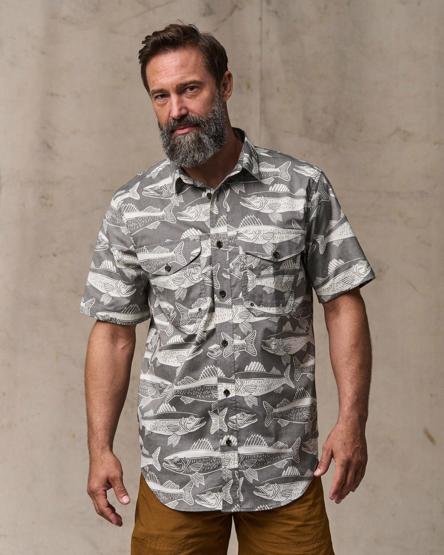 Filson Men Twin Lakes Short Sleeve Sport Shirt - Beluga / Print