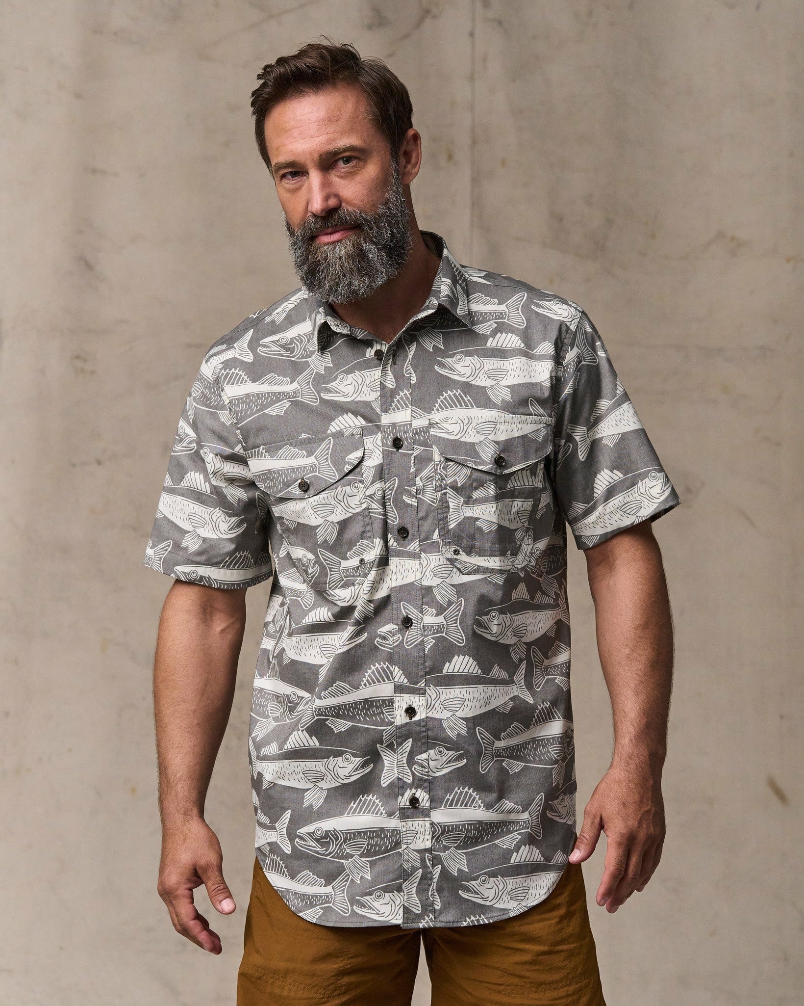 Filson Men Twin Lakes Short Sleeve Sport Shirt - Beluga / Print