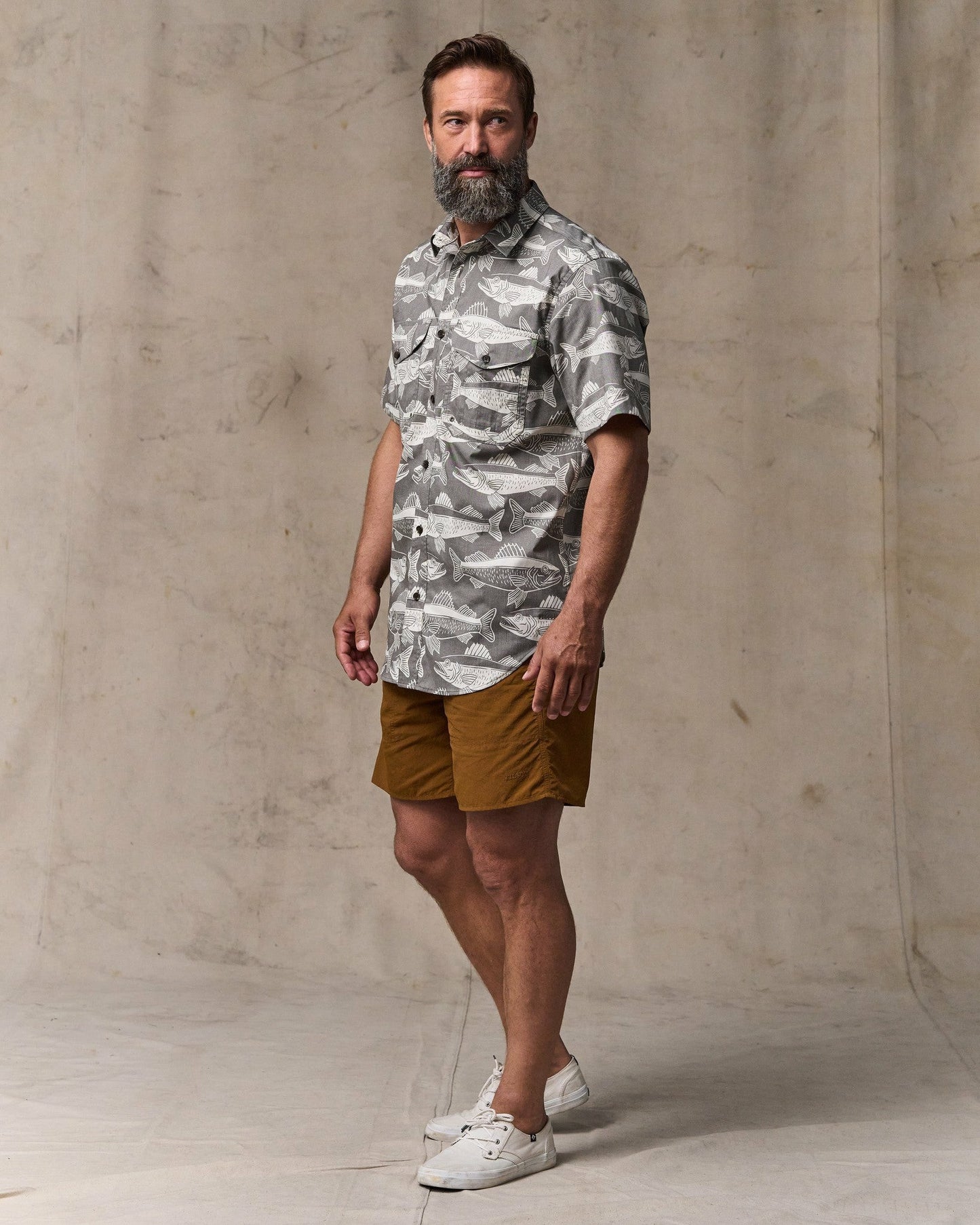 Filson Men Twin Lakes Short Sleeve Sport Shirt - Beluga / Print