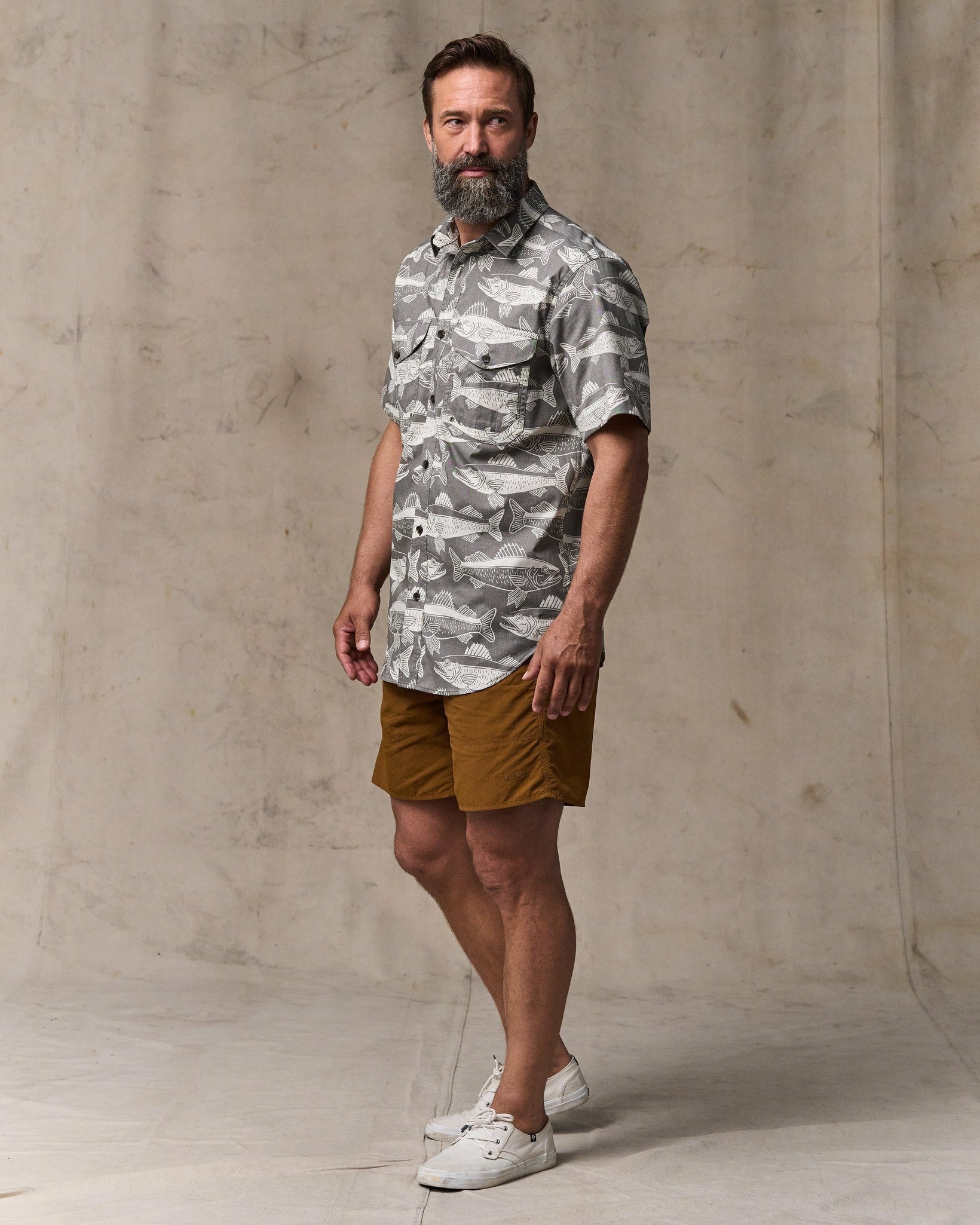 Filson Men Twin Lakes Short Sleeve Sport Shirt - Beluga / Print