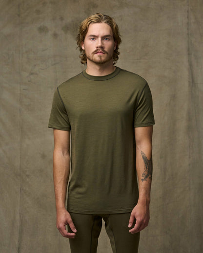 Filson Men 210g Merino Wool Short Sleeve Crewneck - Dark Olive