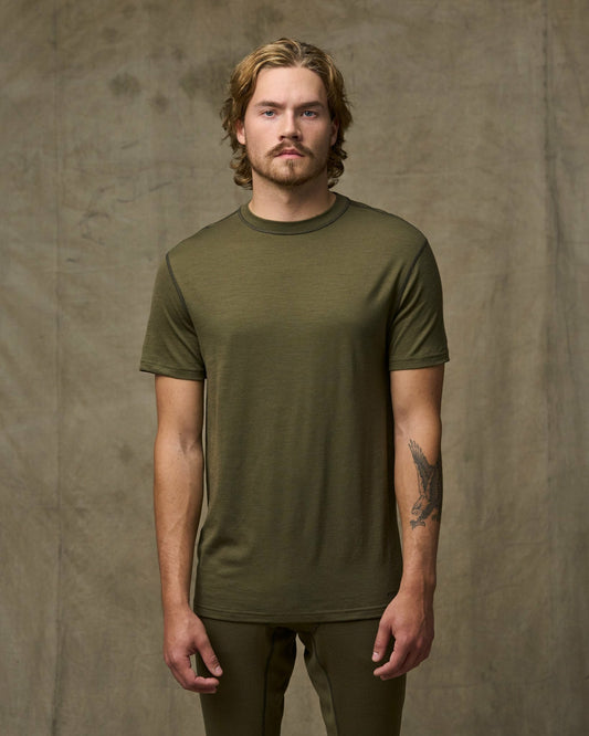 Filson Men 210g Merino Wool Short Sleeve Crewneck - Dark Olive