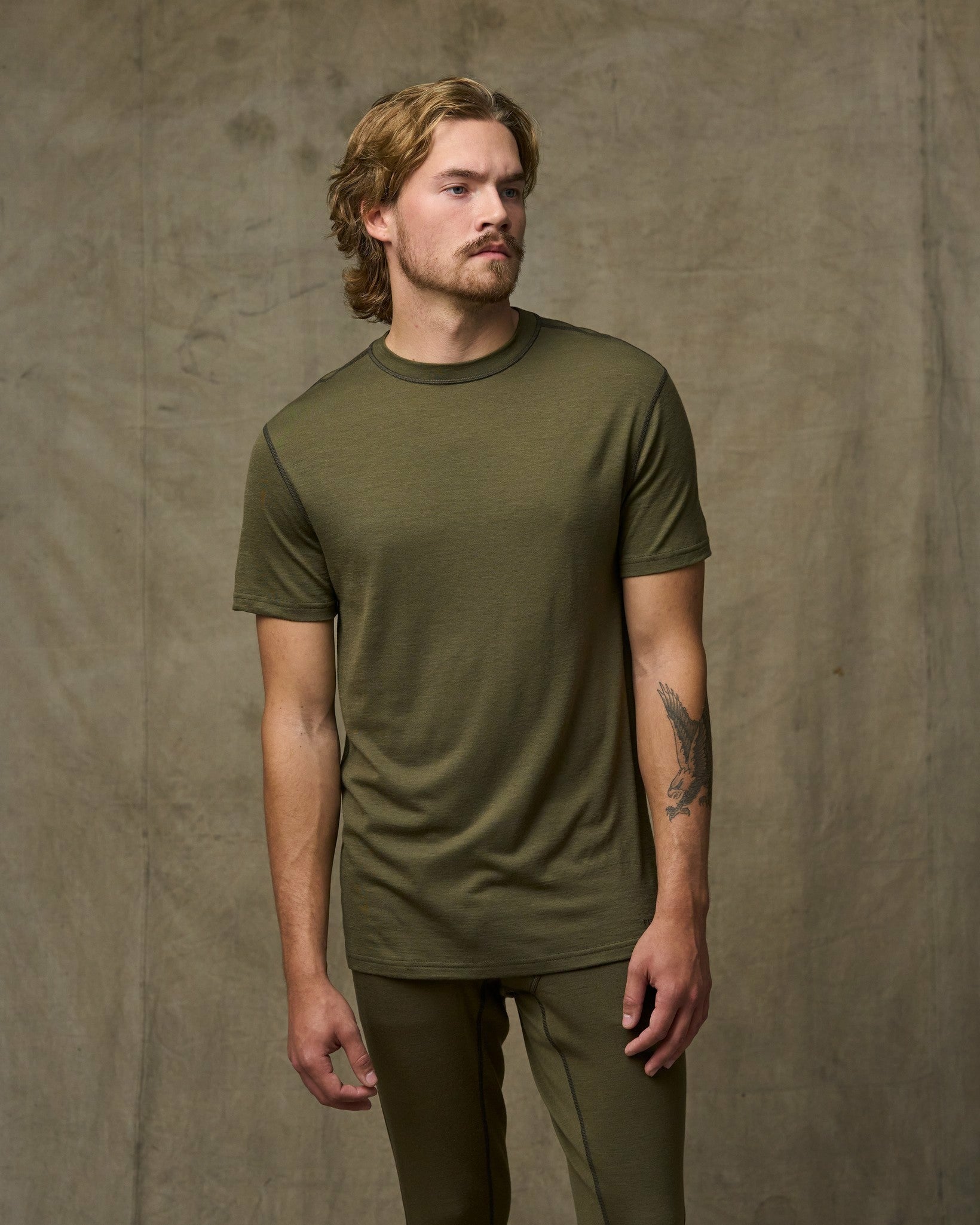 Filson Men 210g Merino Wool Short Sleeve Crewneck - Dark Olive