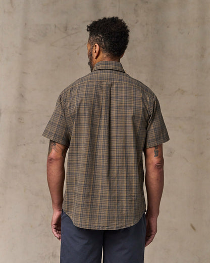 Filson Men Short Sleeve Madras Popover Shirt - Brown / Olive Plaid