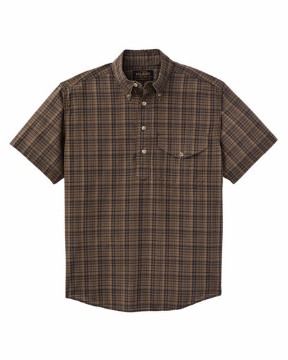 Filson Men Short Sleeve Madras Popover Shirt - Brown / Olive Plaid