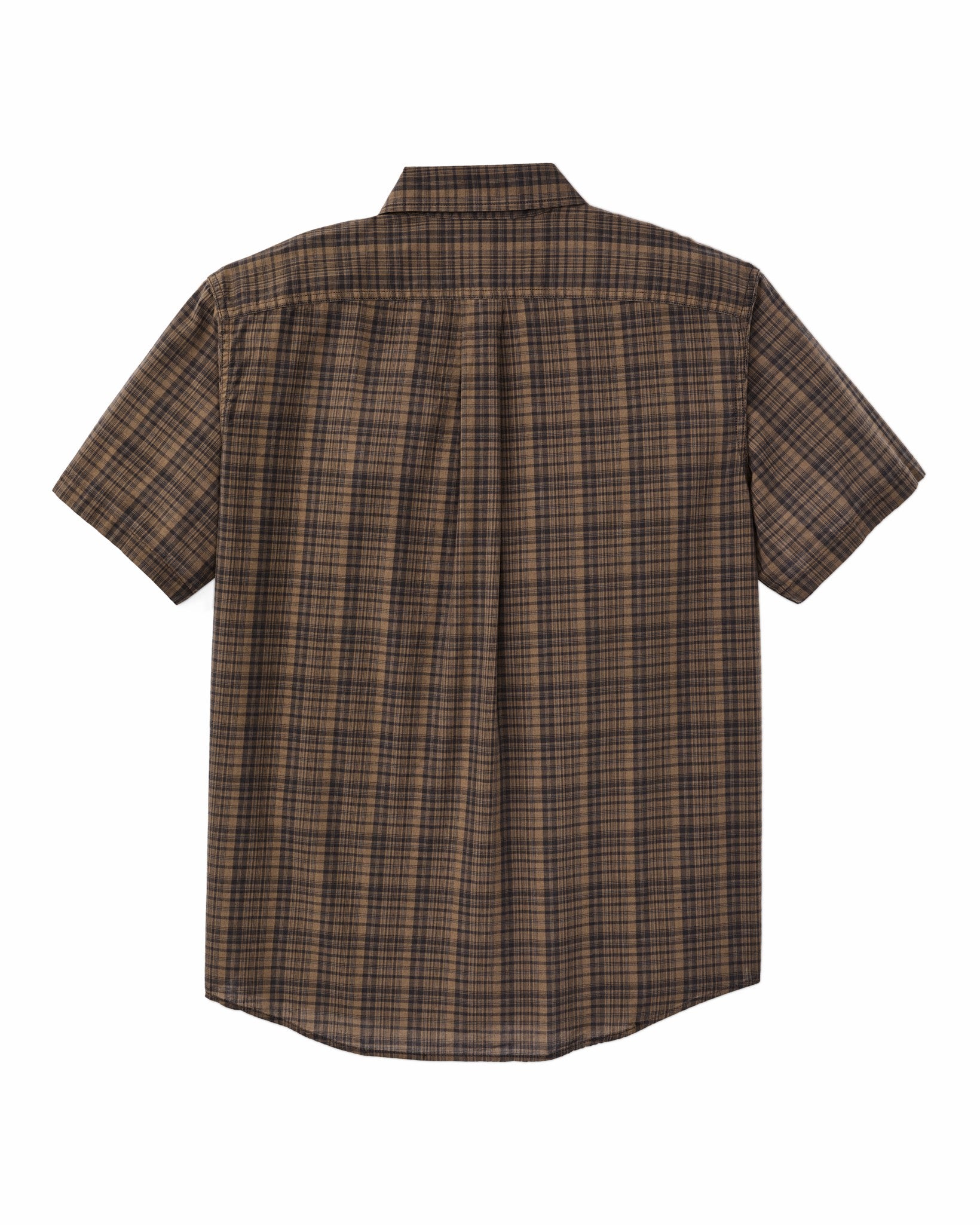 Filson Men Short Sleeve Madras Popover Shirt - Brown / Olive Plaid