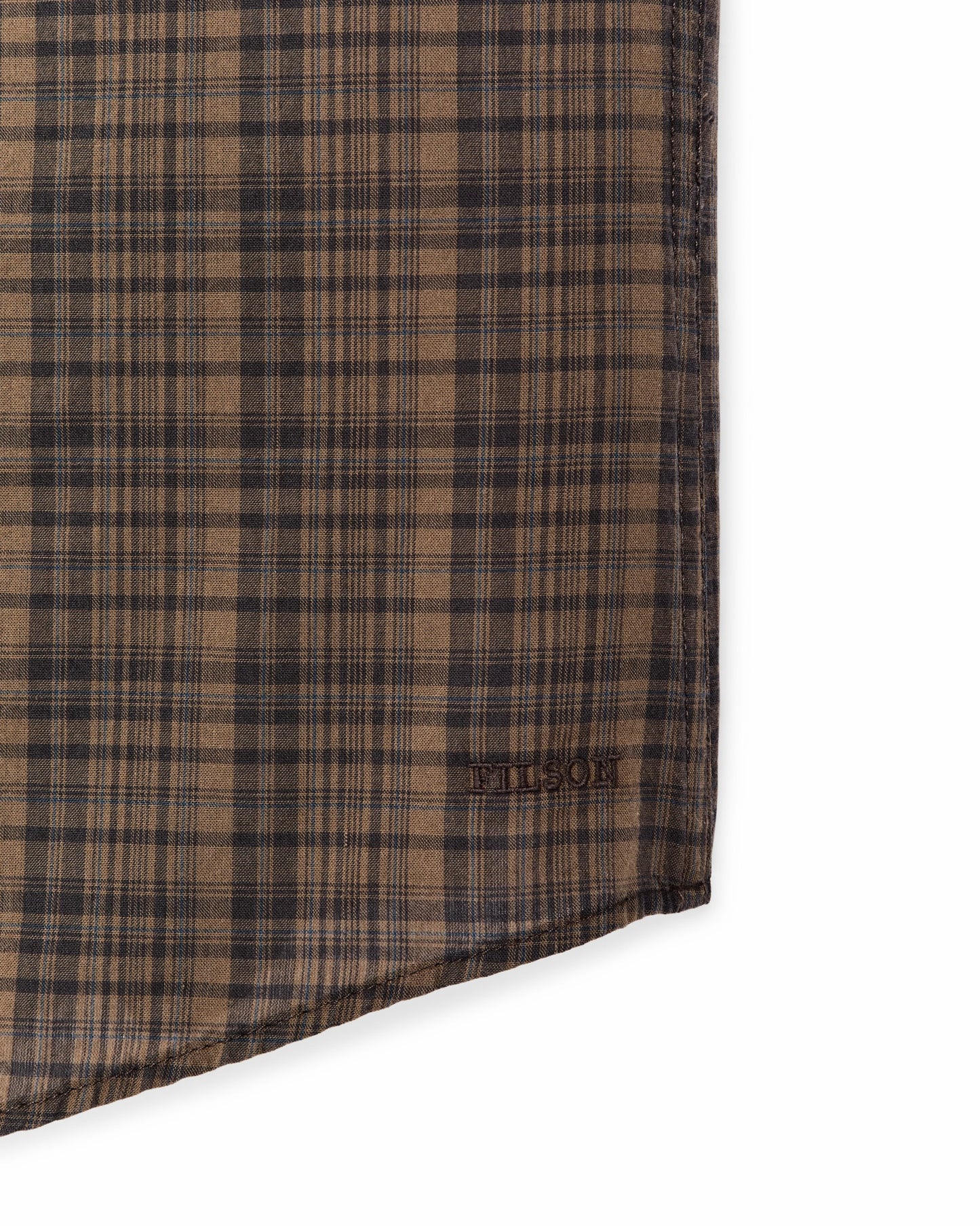 Filson Men Short Sleeve Madras Popover Shirt - Brown / Olive Plaid