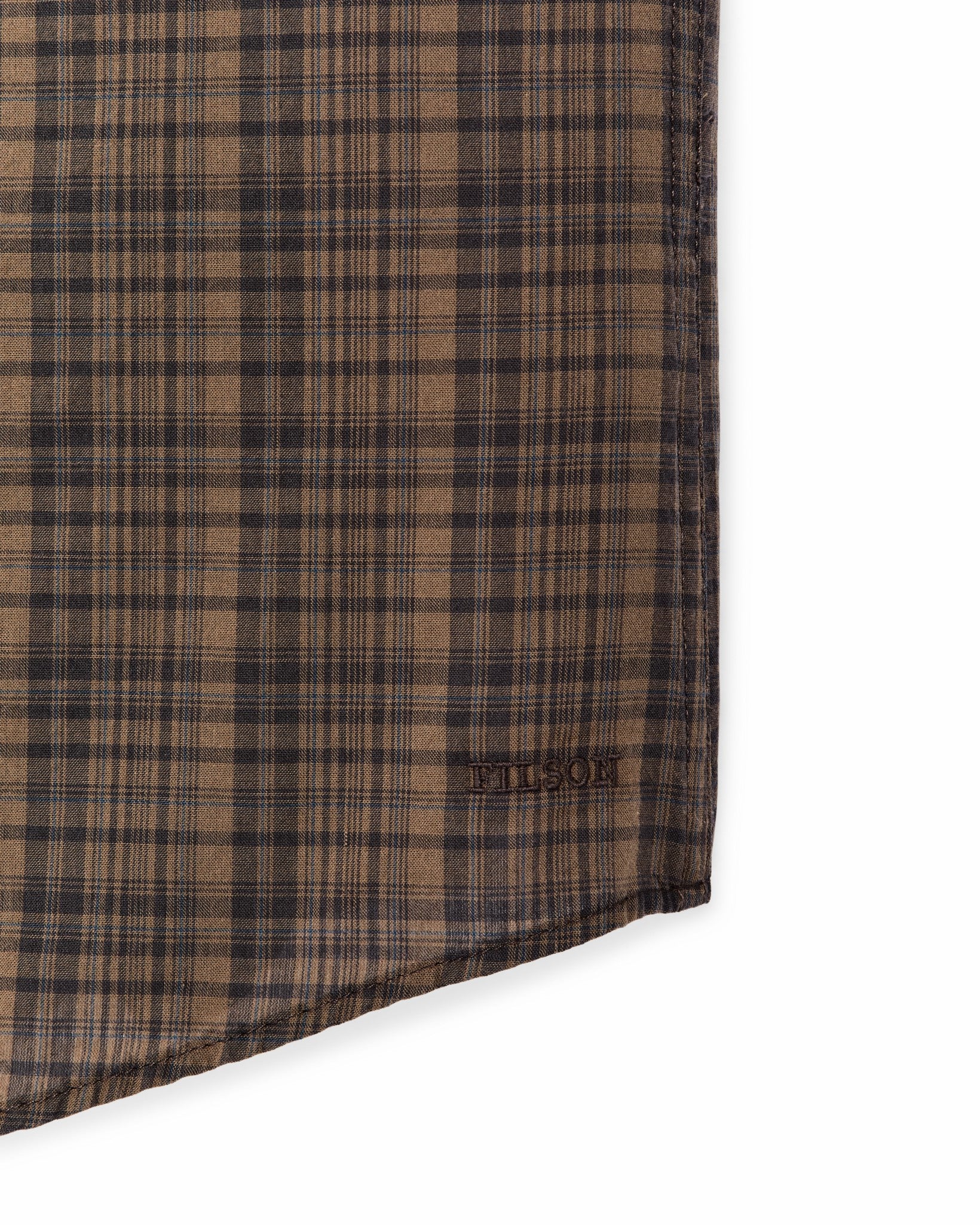 Filson Men Short Sleeve Madras Popover Shirt - Brown / Olive Plaid