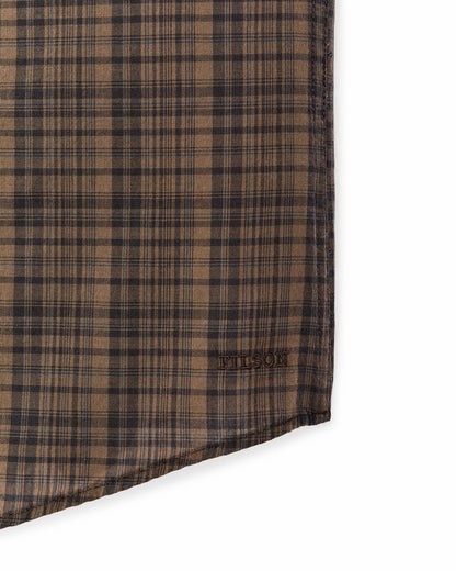 Filson Men Short Sleeve Madras Popover Shirt - Brown / Olive Plaid