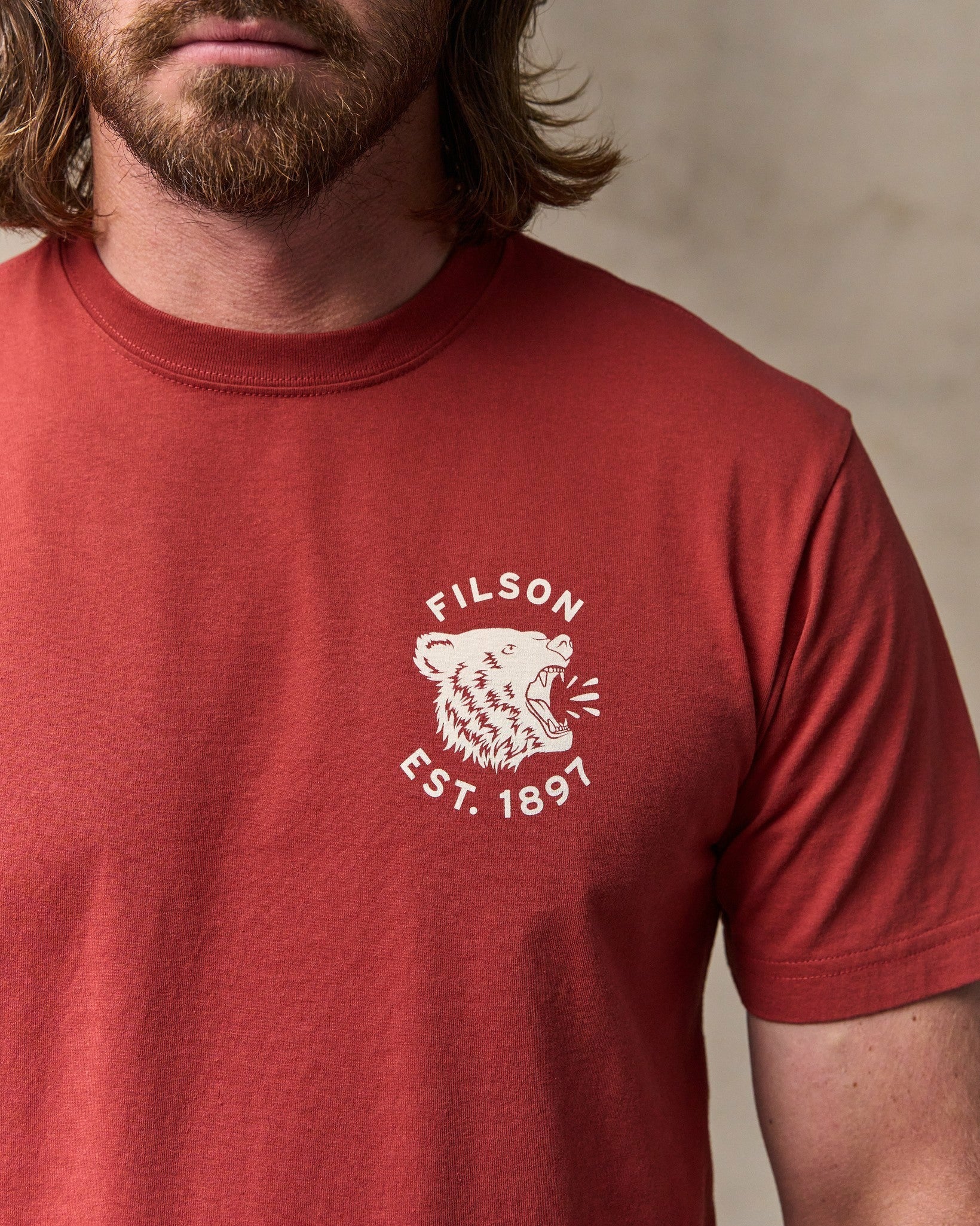 Filson Men Bear Graphic T-Shirt - Chili Oil