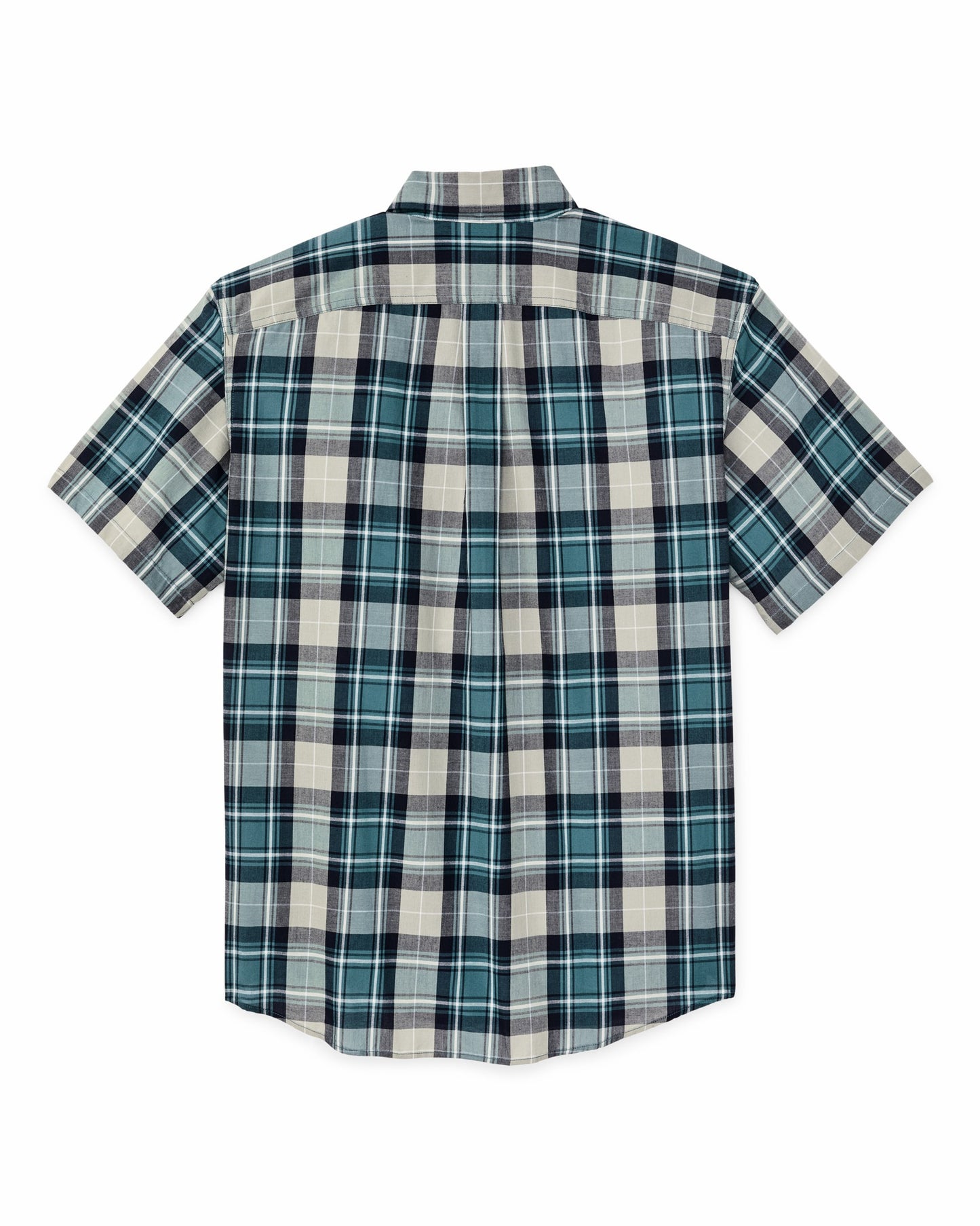 Filson Men Short Sleeve Madras Popover Shirt - Gray / Teal Multicolor