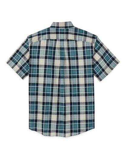Filson Men Short Sleeve Madras Popover Shirt - Gray / Teal Multicolor