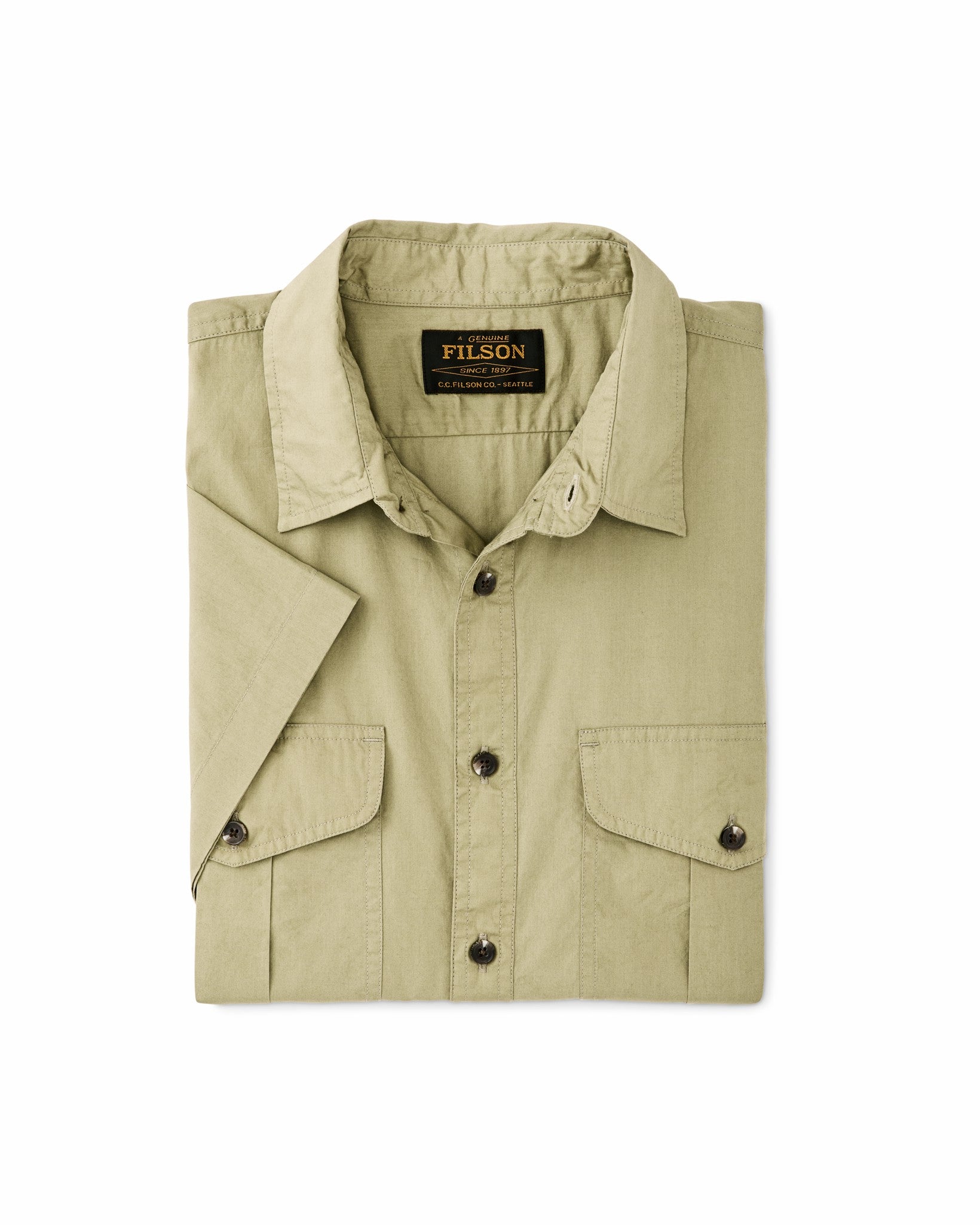 Filson Men Filson's Washed Short Sleeve Feather Cloth Shirt - Lakebed