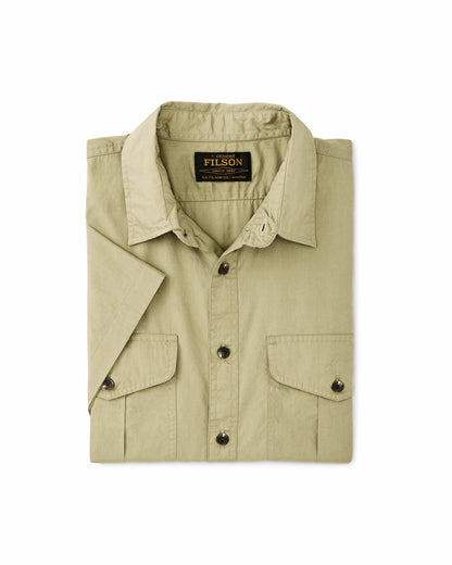 Filson Men Filson's Washed Short Sleeve Feather Cloth Shirt - Lakebed
