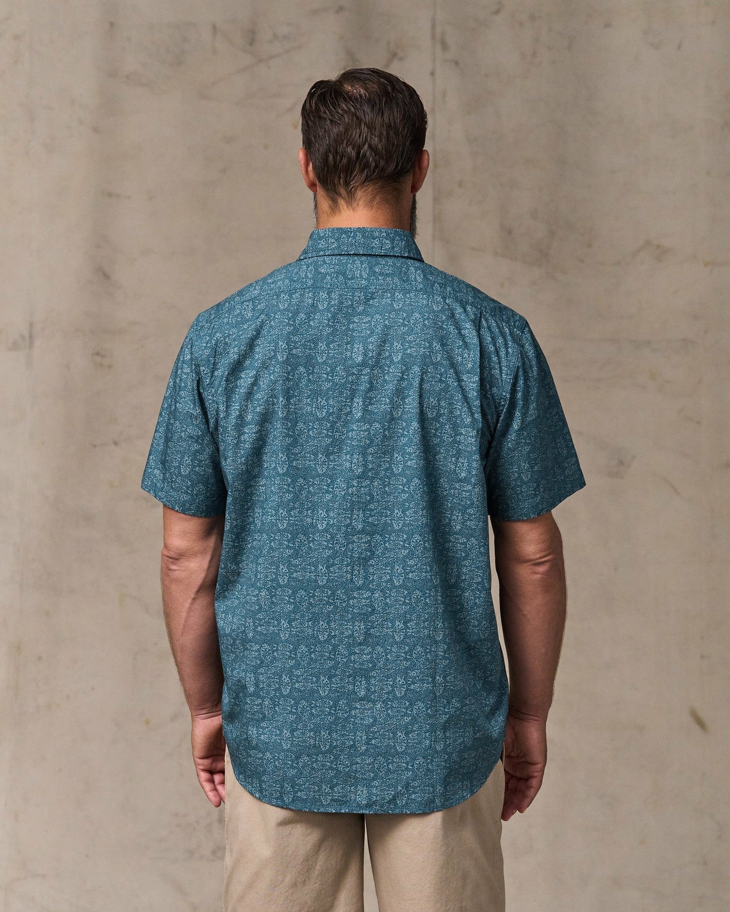Filson Men Filson's Washed Short Sleeve Feather Cloth Shirt - Blue / Print