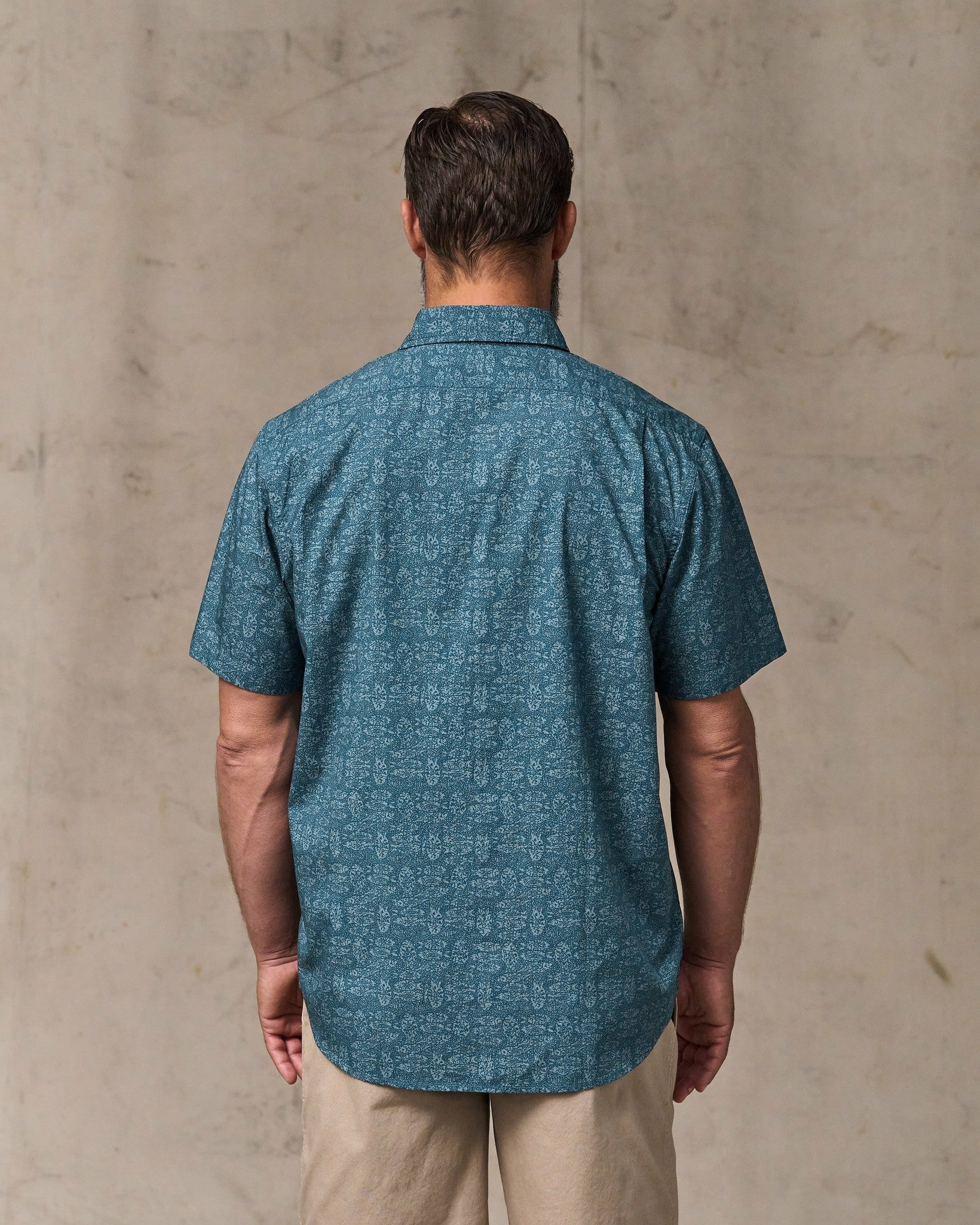 Filson Men Filson's Washed Short Sleeve Feather Cloth Shirt - Blue / Print