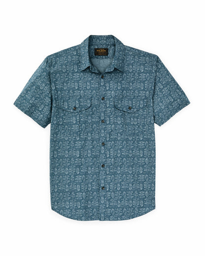 Filson Men Filson's Washed Short Sleeve Feather Cloth Shirt - Blue / Print