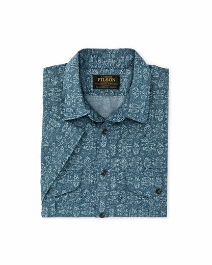 Filson Men Filson's Washed Short Sleeve Feather Cloth Shirt - Blue / Print